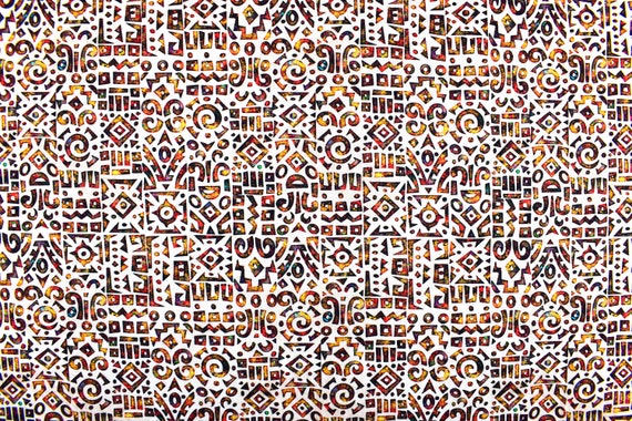 Geometric Native American Cotton Quilting Fabric - Southwest Art - Price by Half Metre
