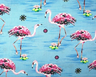 Flamingo fabric, Quilting fabric, cotton fabric, quilting treasures, Fancy Flamingo,  Price by the Half Metre