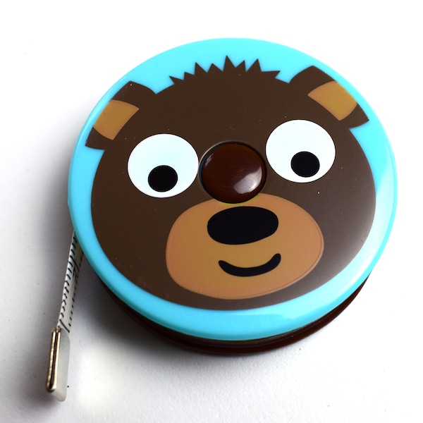 Childrens tape measure, bear tape measure, metro zoo, childrens sewing, sewing gift, tape measure, retractable tape measure, red bear