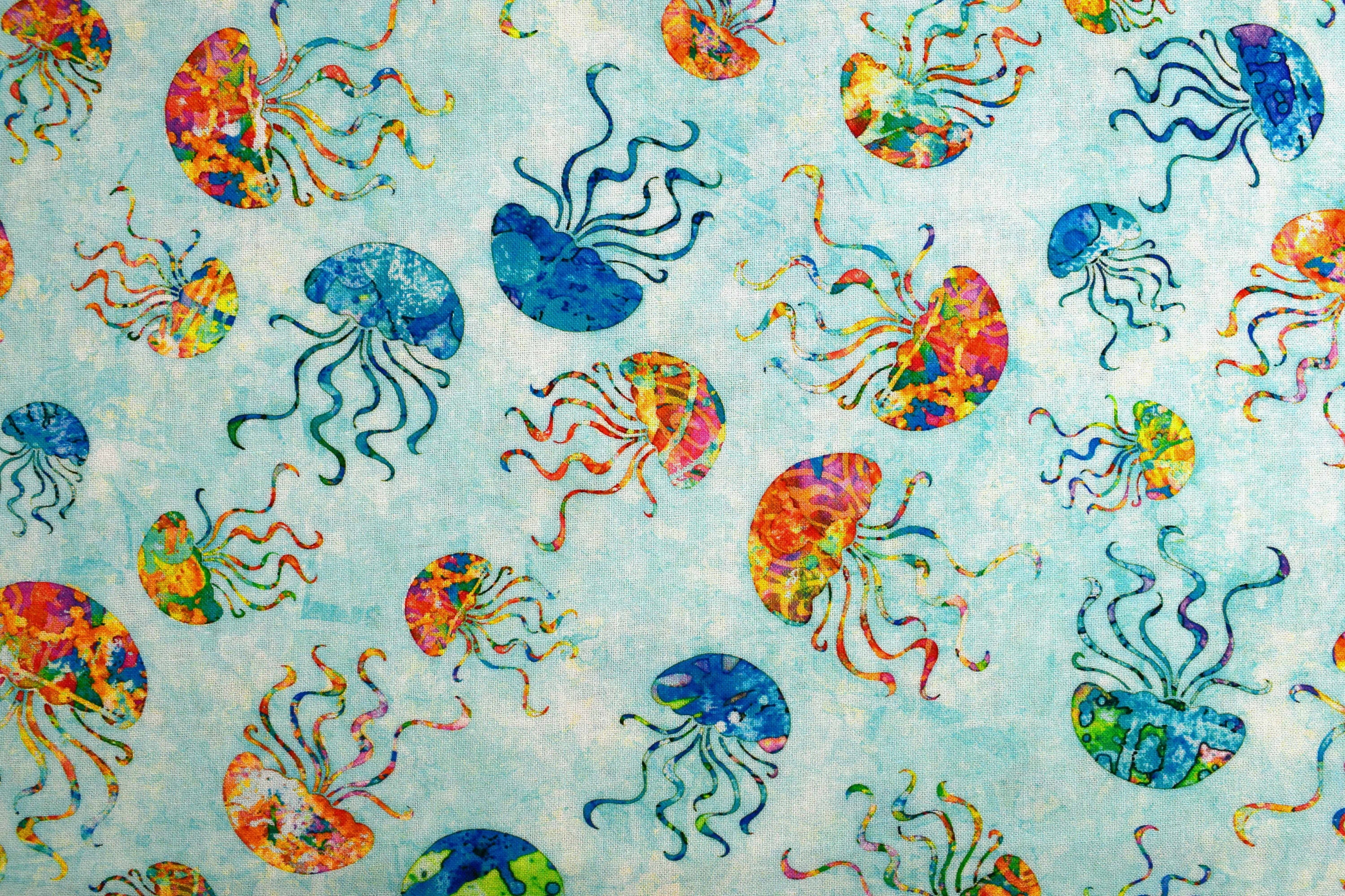 Jellyfish Fabric Quilting Fabric Cotton Fabric Quilting Etsy