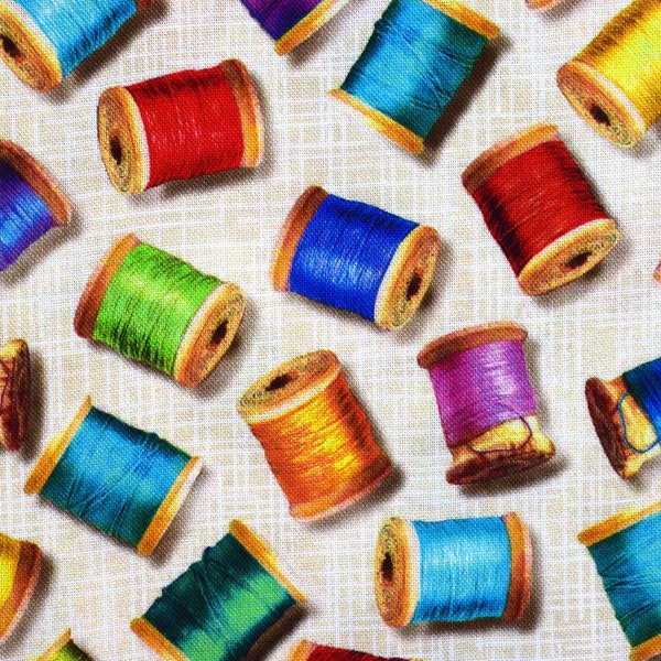 bobbin fabric, cotton reels , cotton fabric, Quilting fabric, Sewing Emporium  -  Price by the Half Metre