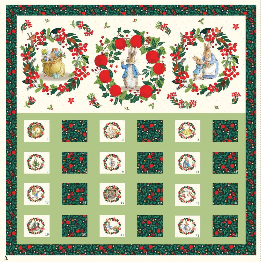 Peter Rabbit Calander Peter Rabbit Christmas Advent Calendar Fabric Panel - Etsy