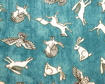 Tissu pour courtepointe en coton Animaux de la forêt : lapins, renards, cerfs, hiboux - Prix au demi-mètre
