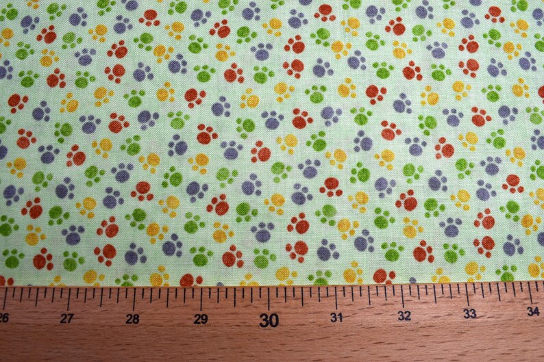 paw print fabric, jungle buddies fabric, Quilting fabric, cotton fabric, quilting treasures, childrens fabric, Price by the Half Metre image 5