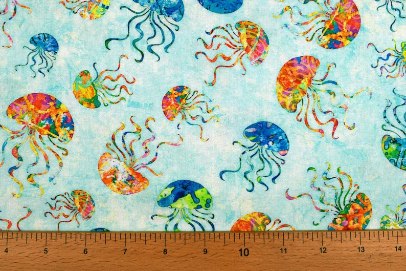 Jellyfish Fabric Quilting Fabric Cotton Fabric Quilting Etsy