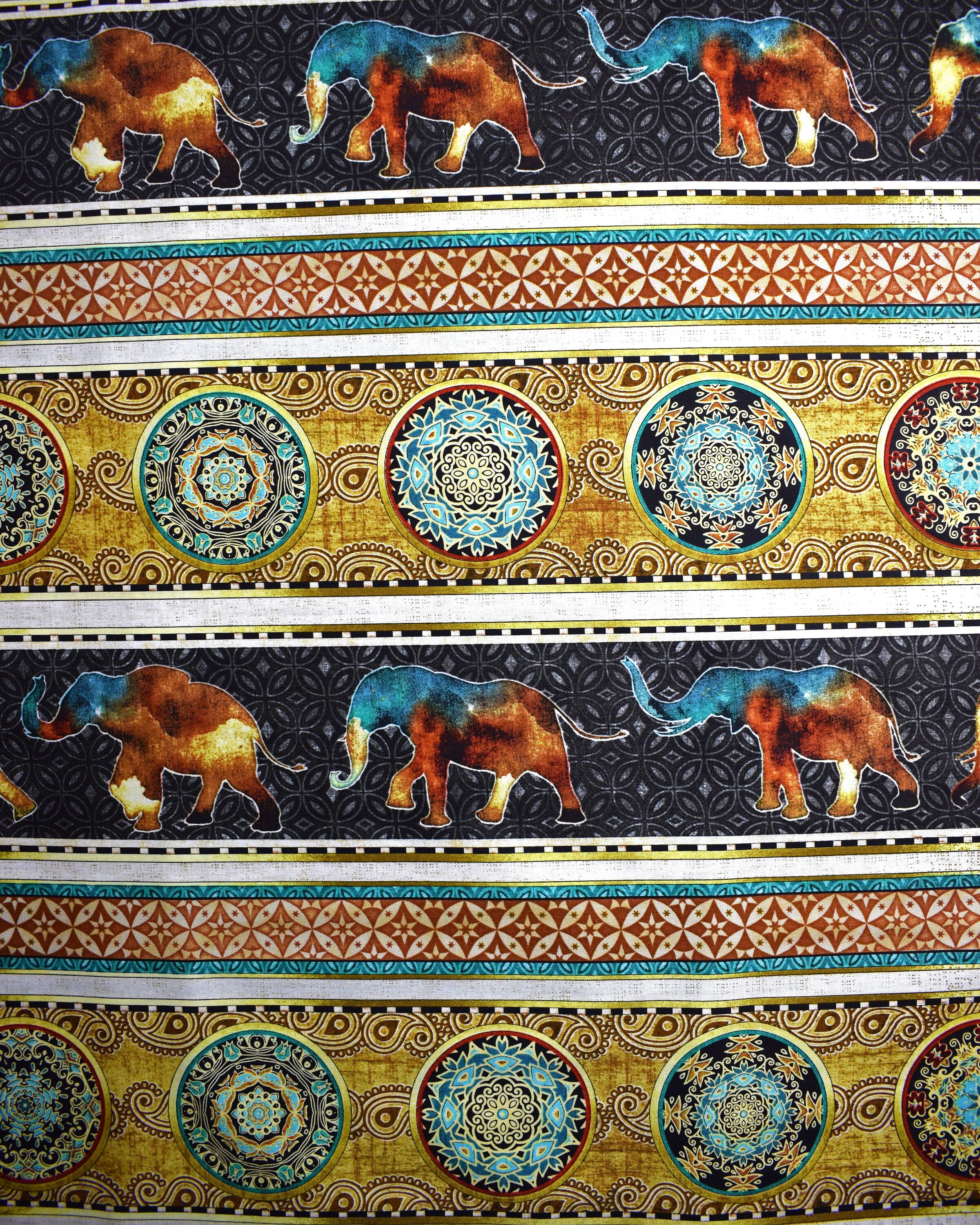 Elephant fabric boho elephant Quilting fabric cotton Etsy