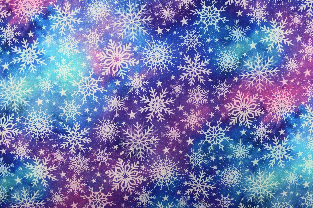 Snowflake Fabric, Christmas Quilting Fabric, Angels on High, Purple