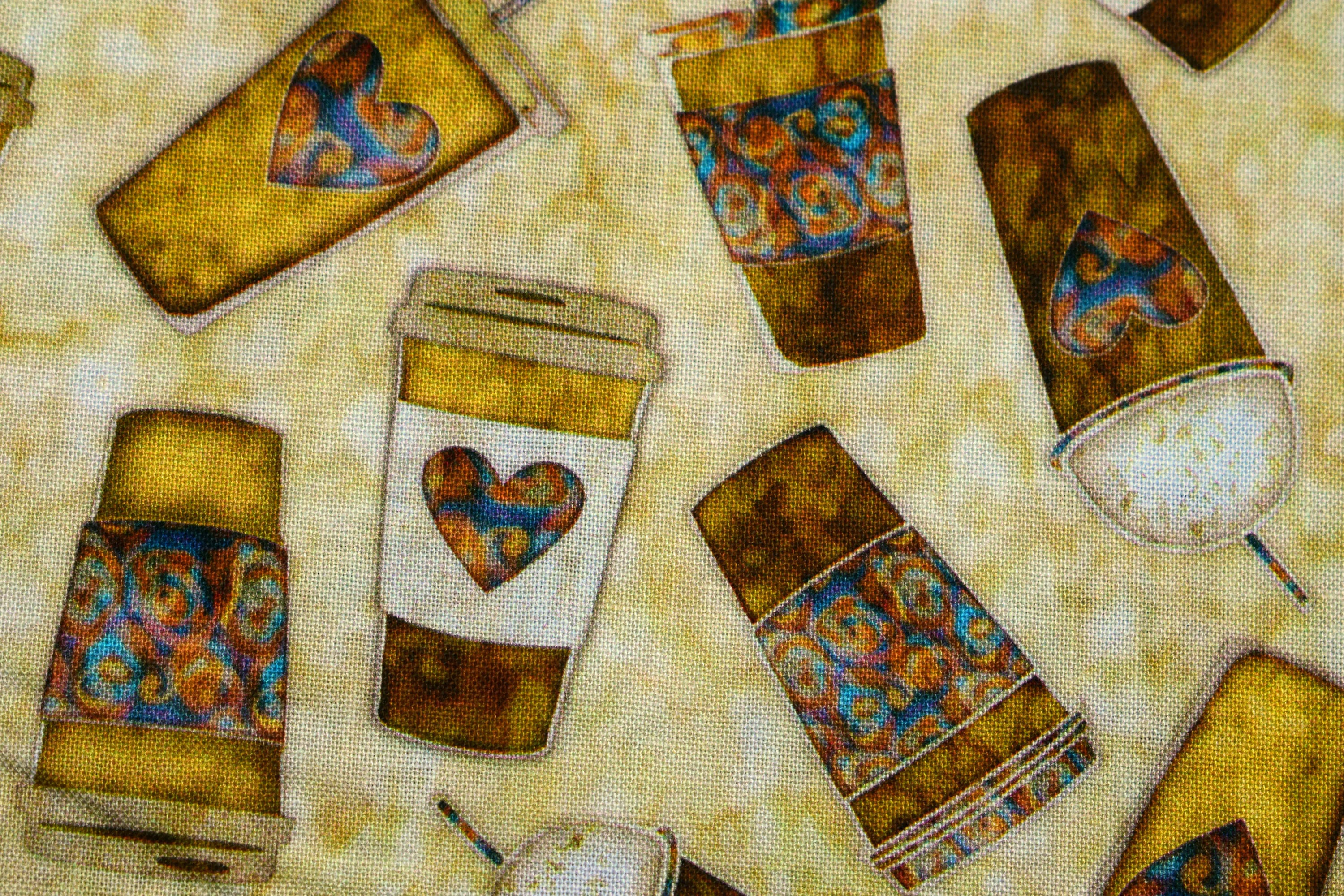 Carryout Coffee Cups Fabric Quilting Fabric Cotton Fabric Etsy UK