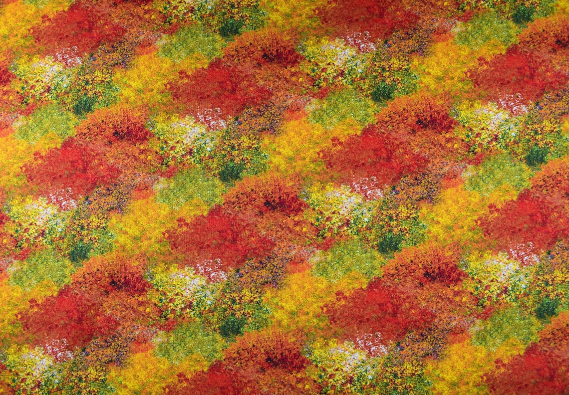 Autumn Trees Fabric Quilting Fabric Cotton Fabric Autumn Etsy