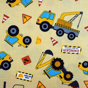Construction Quilting Fabric, all around town, truck fabric -  Price by the Half Metre