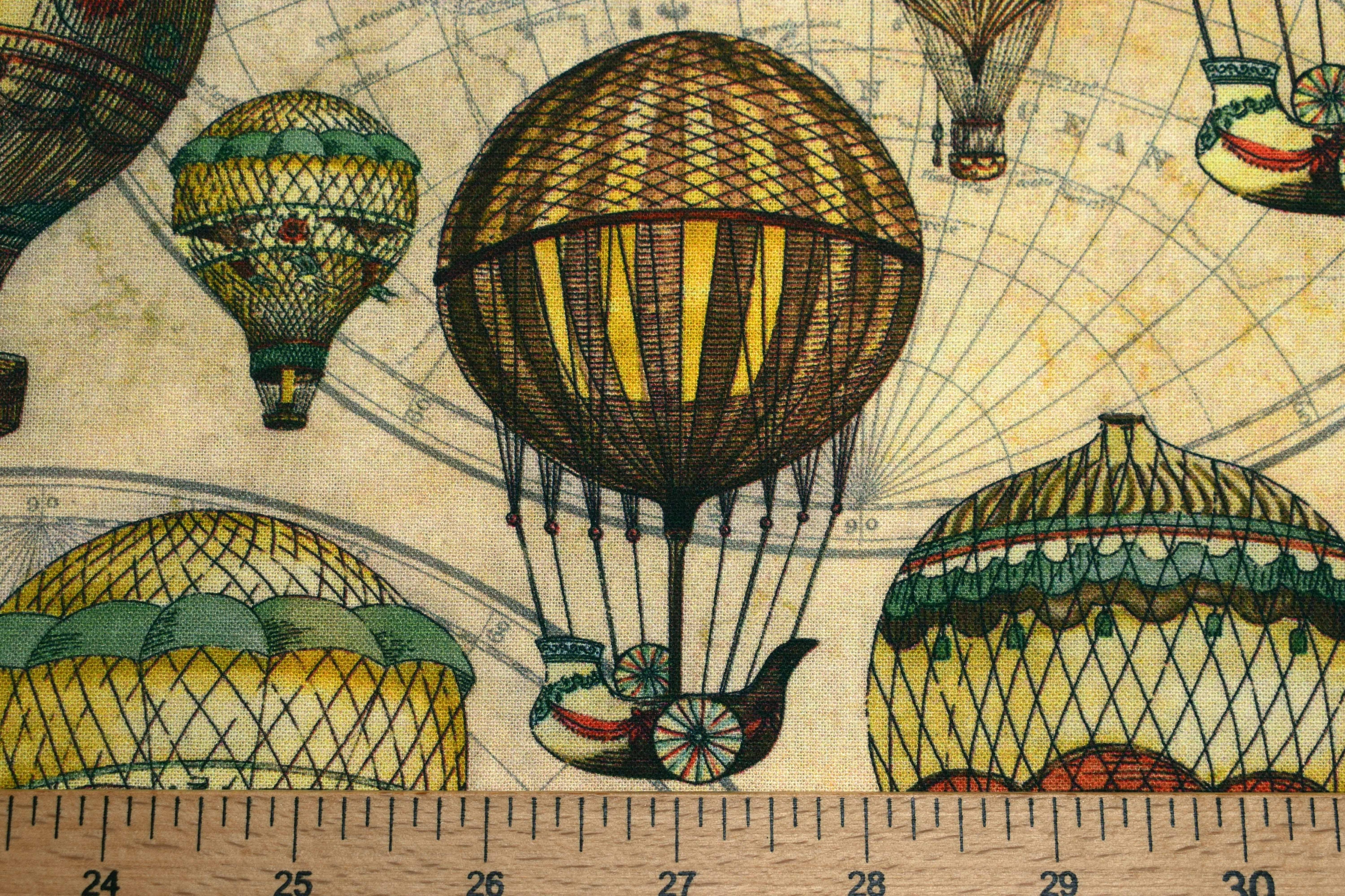 Hot air balloon fabric quilting fabric vintage hot air | Etsy