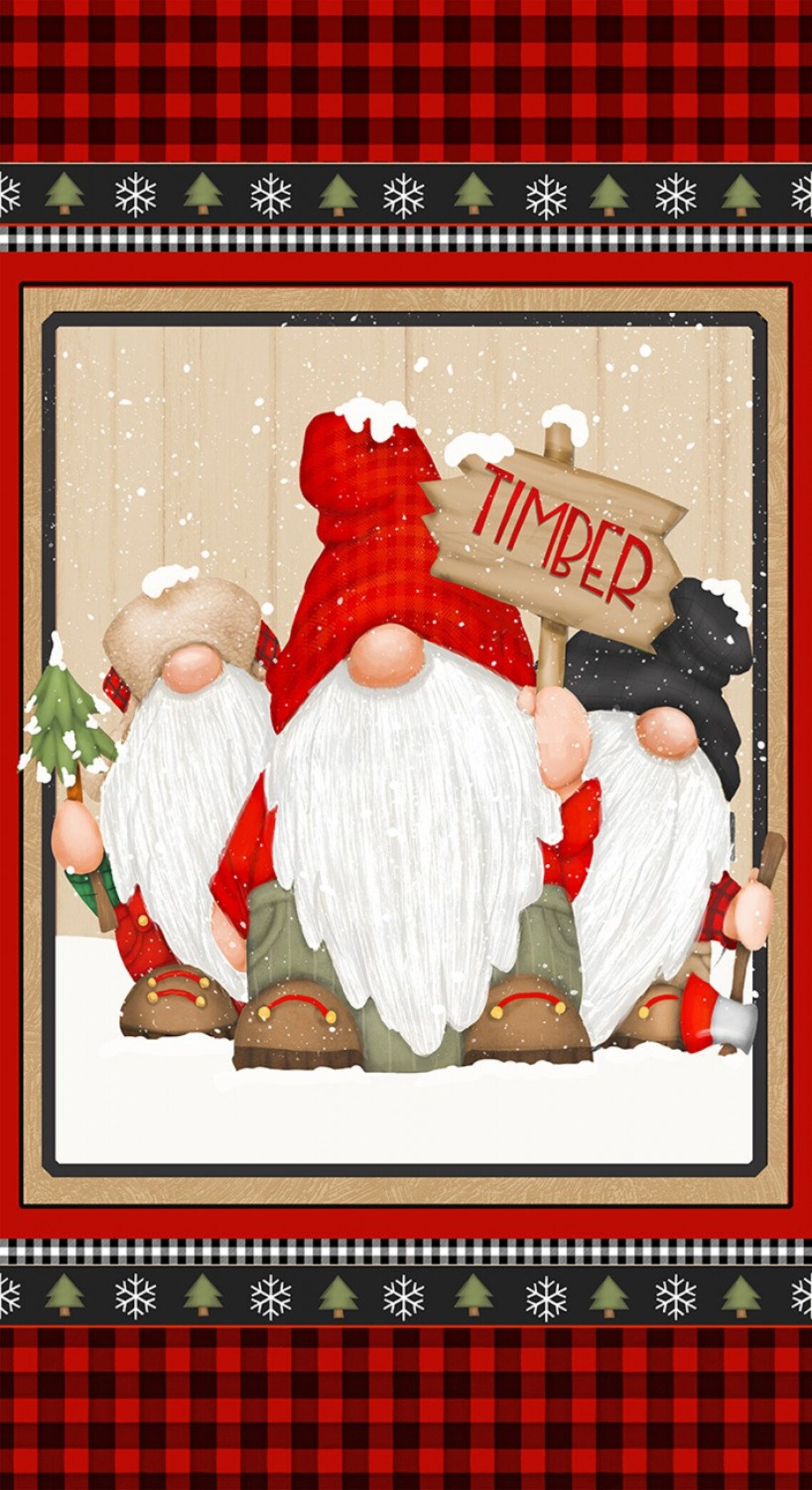 Timber Gnomes Fabric Panel Christmas Novelty Fabric Panel Etsy