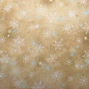 Natural snowflake fabric, woodland Cuties, Christmas Quilting fabric, price by the half metre