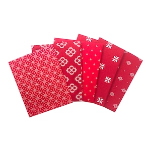 Red Cotton Fat Quarter Bundle: 5 Quilting Fabrics