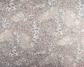 Tonal Grey Ombre Scrolls: Extra Wide Quilt Backing Fabric - Price by Half Metre