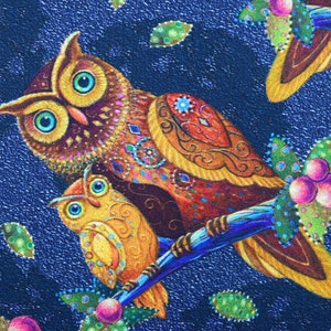 Opulent Owls Fabric: Cotton Quilting Material - Price by Half Metre