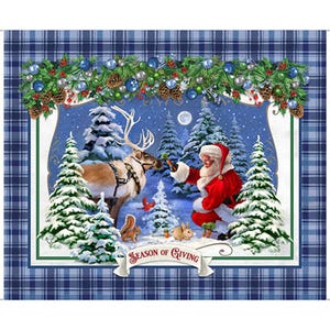 Christmas fabric panel, cotton Quilting  panel, Season of giving