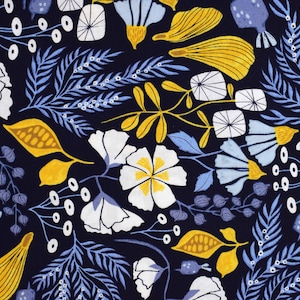 Navy Floral Cotton Quilting Fabric - Dear Stella - - Price by Half Metre