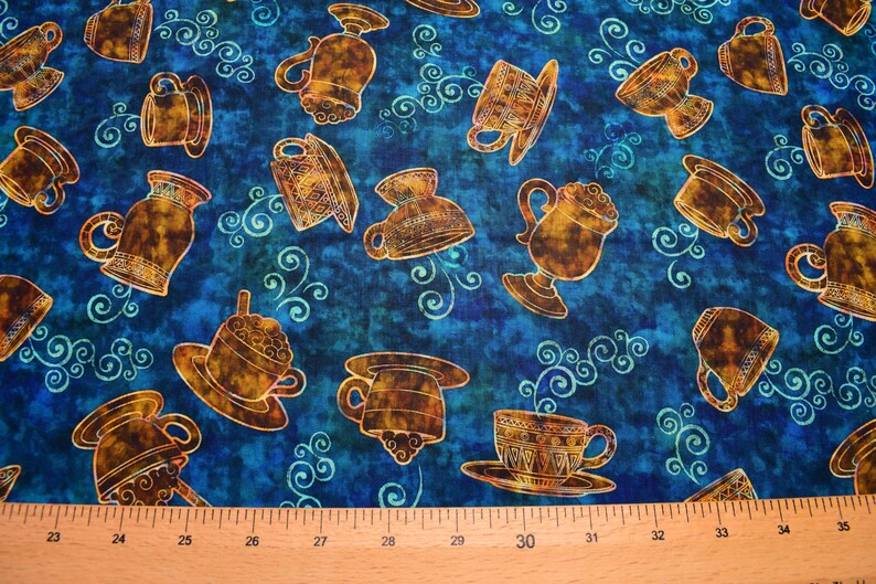 Large Coffee Cup Fabric Quilting Fabric Cotton Fabric Etsy UK