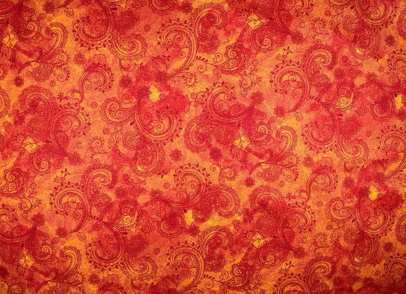 price per half metre Paisley fabric Burnt Orange Extra wide quilt backing fabric