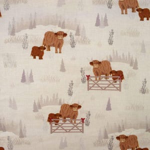 Highland cow Cotton Quilting fabric - price by the Half Metre