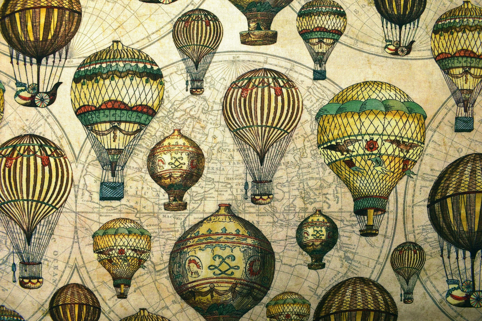 Hot air balloon fabric quilting fabric vintage hot air Etsy