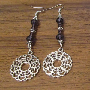 Earrings Dangle: Chakra, Crown Pendant, Purple Imperial Crystals