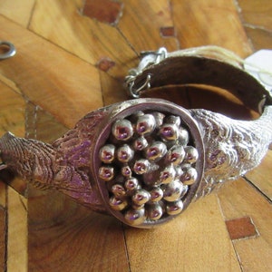 Bracelets: Hand Beaten Silver with Silver Balls 925, Toggle Clasp