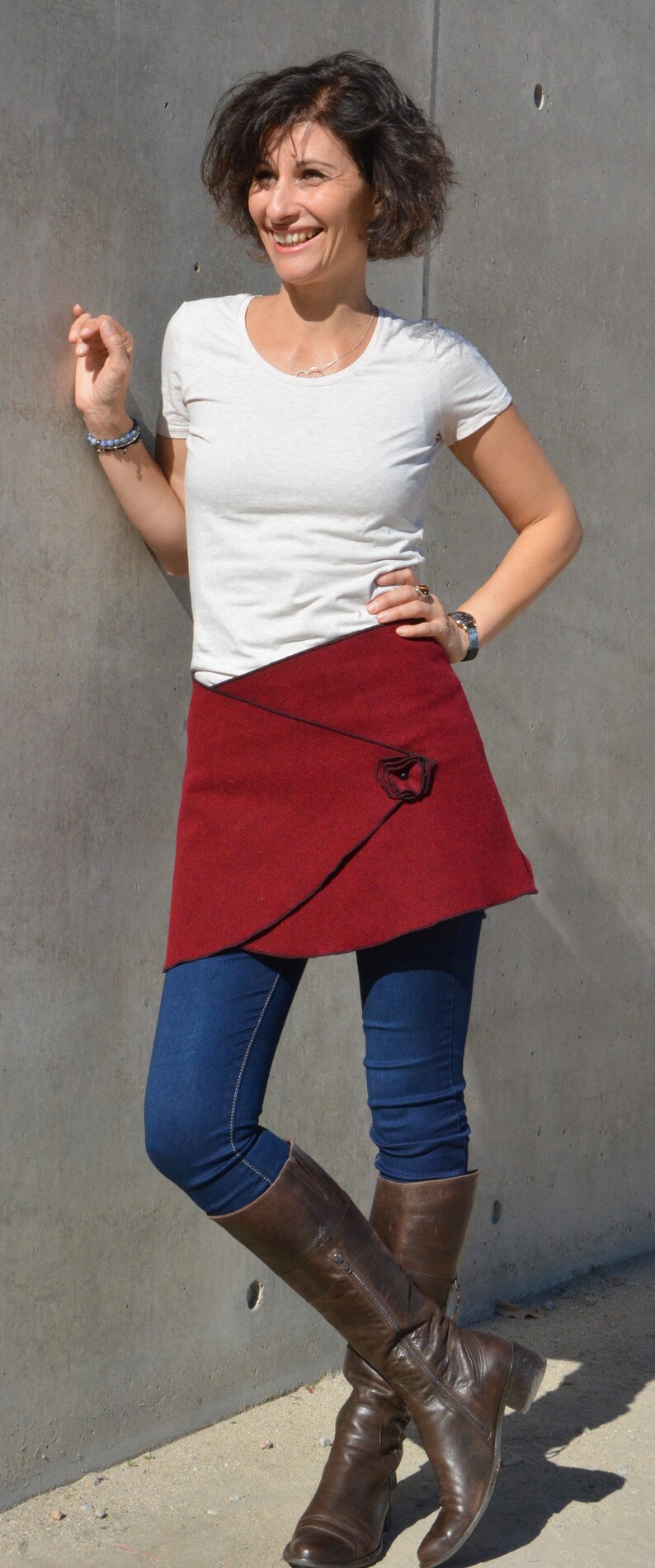 wool mini skirt Hip skirt