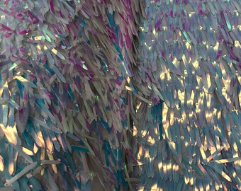 Iridescent Sword Shape Sequin on Mesh Base 54 inch Different Colors Sold by the Yard