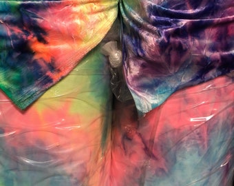New heavy Stretch velvet tie dye print Poly Spandex 4 way stretch 58/60&quot; Sold by the YD. Ships worldwide from Los Angeles California USA.