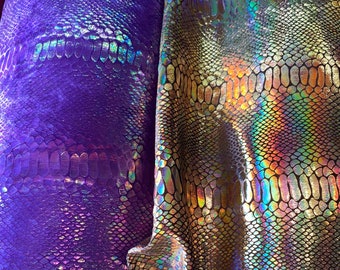 New Iridescent Alligator design hologram clear ilusión foil on heavy stretch velvet 4way stretch 58/60" Sold by the YD. Ships worldwide.