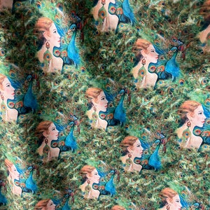New Peacock art design print on best quality of nylon spandex 4-way stretch 58/60” Sold by the YD. Ships Worldwide from Los Angeles cali