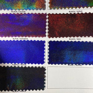 New oil slick  metallic Iridescent foggy foil all over hologram nylon spandex 4-way stretch 58/60” Sold by the YD.