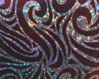 Nylon spandex Hologram metallic swirl design 4way stretch 58/60" Sold by the YD. Ships worldwide from Los Angeles California USA