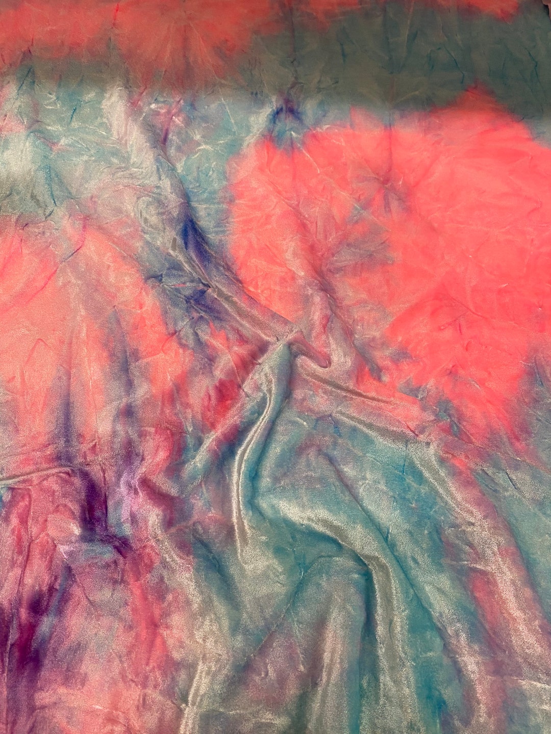 New Cotton Candy Tie Dye Crushed Velvet 4way Stretch 58/60 Sold by the