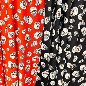 Terminator Skull Design on nylon spandex 4-Way stretch 58/60” Sold by the Yd. Ships worldwide From Los Angeles California USA. Black/White