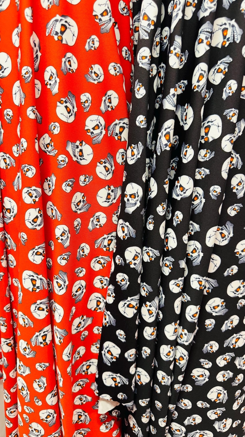 Terminator Skull Design on nylon spandex 4-Way stretch 58/60” Sold by the Yd. Ships worldwide From Los Angeles California USA. Black/White