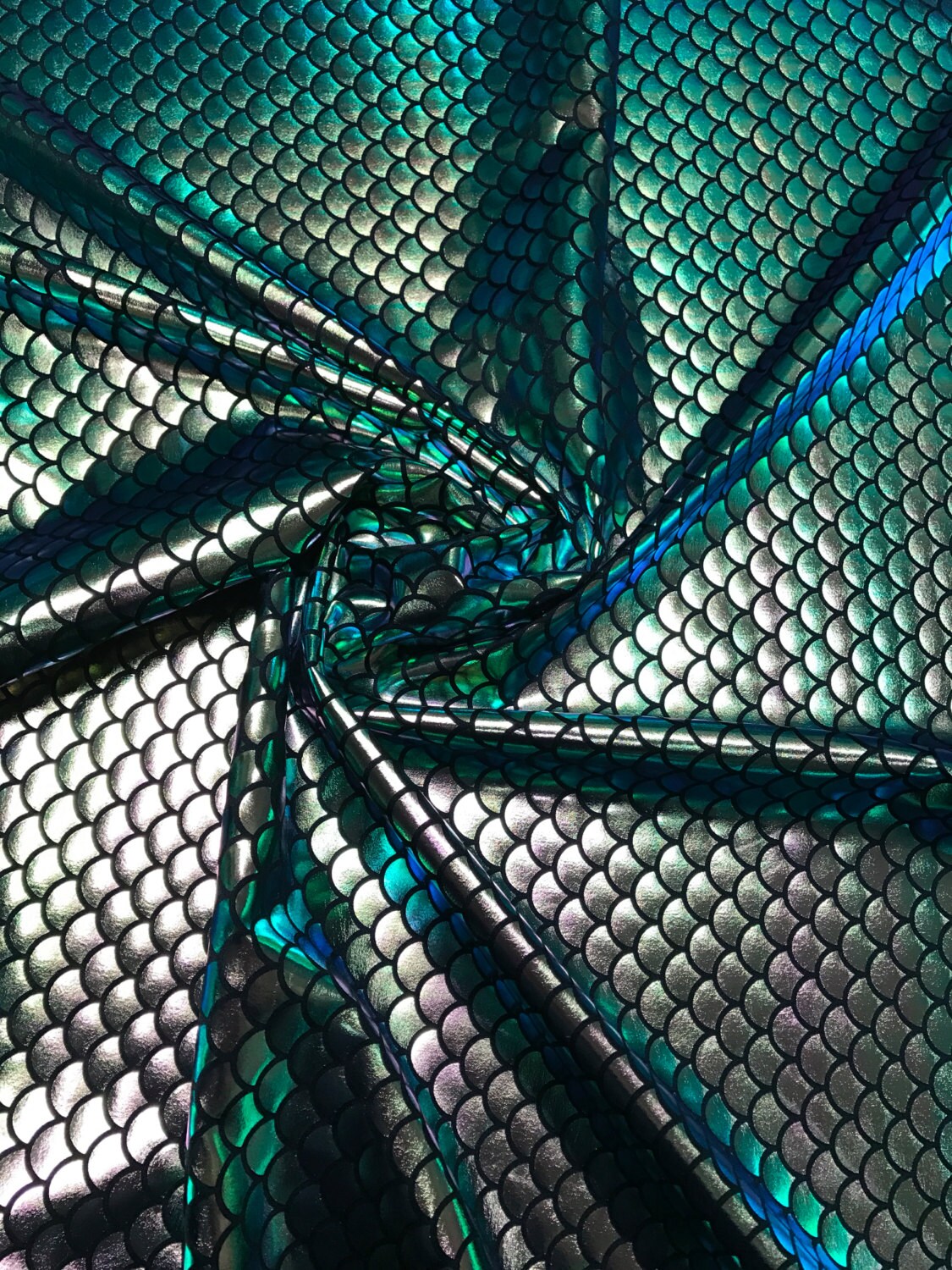 Iridescent Green Mermaid Fish Scale Design. Spandex Fabric | Etsy