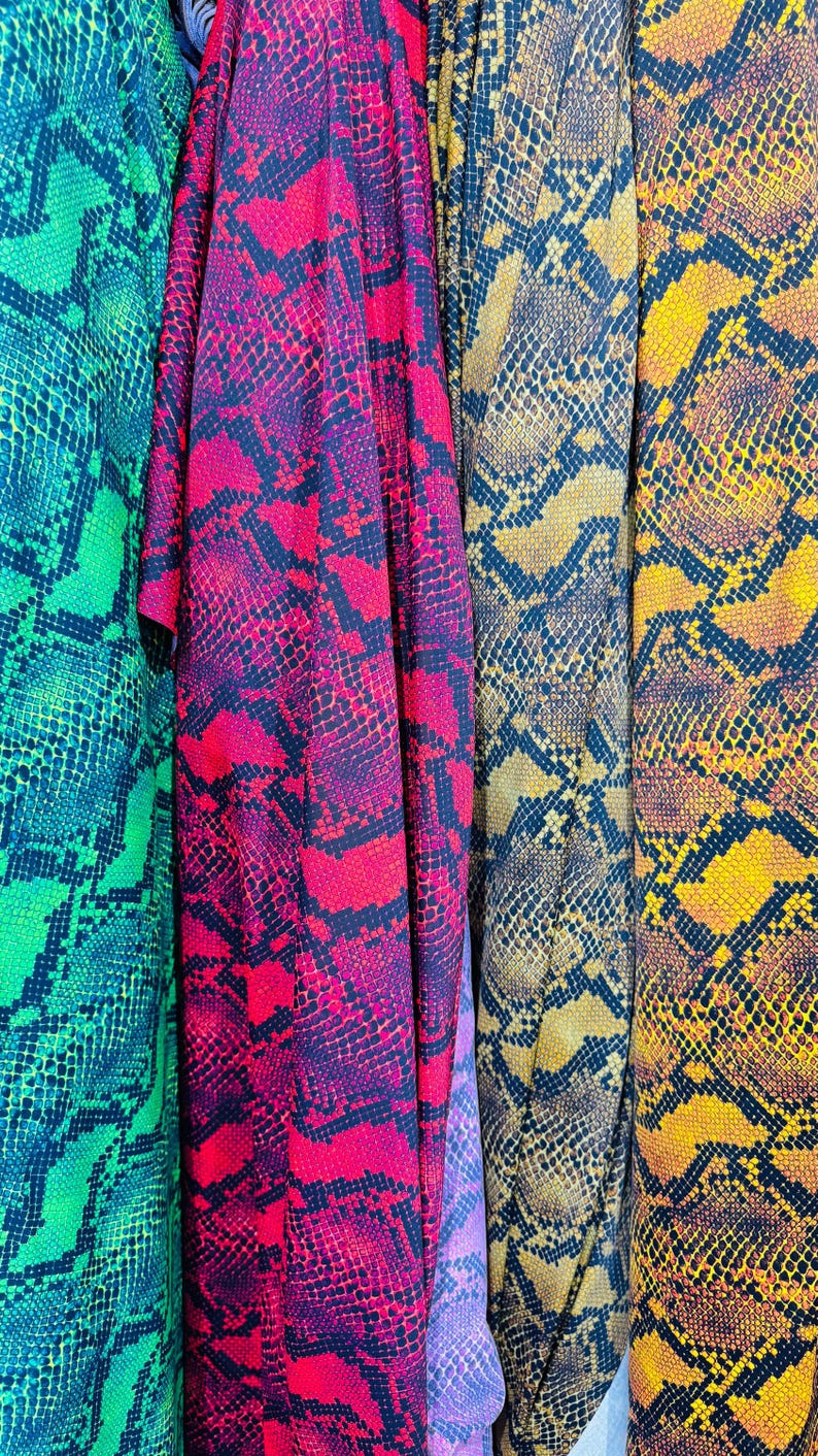 New Python Snake Design Print on Heavy Weight Nylon Spandex 4way ...