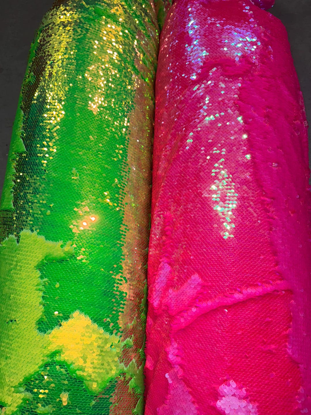 Neon Colors Flip up Reversible Sequins on Spandex Base 2-way Stew 58/50 ...