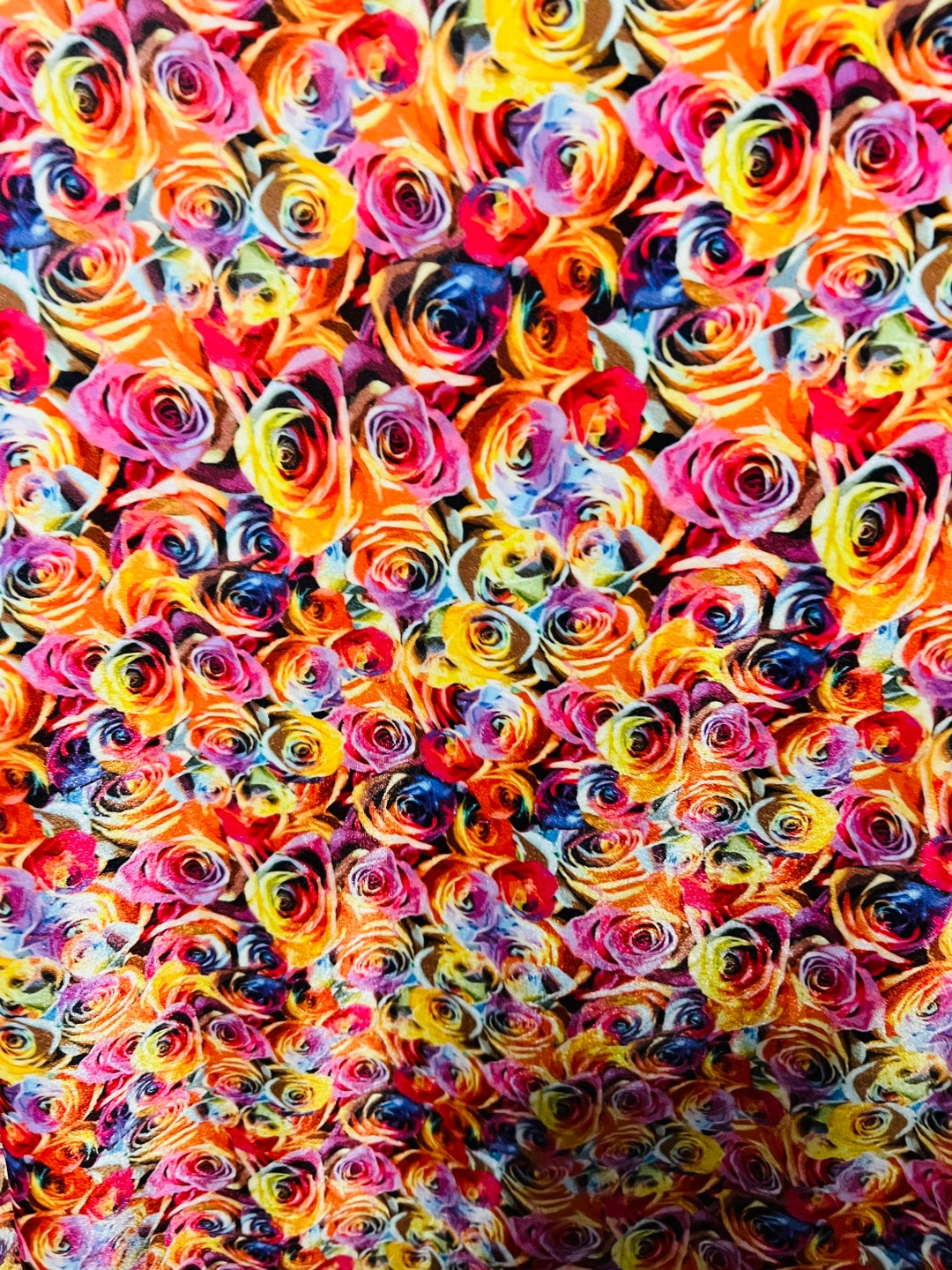 Multicolor Rose Design New Rose Design Multicolor Print on Great Quality of Stretch Velvet 4 ...