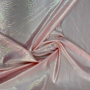 New Iridescent cobra snake design pink color with clear ilusión foil print on heavy nylon spandex 4way stretch-Hologram spandex 58/60”