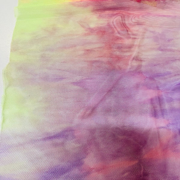 New Tie Dye power mesh nylon mesh 4-way stretch 58/60” Sold by the YD. Ships Worldwide from Los Angeles California USA.