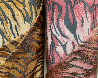 Nuevo diseño exótico de tigre holográfico de nailon y spandex, elástico en 4 direcciones, 147/152 cm. Se vende por yarda. Envíos a todo el mundo desde Los Ángeles, California, EE. UU.