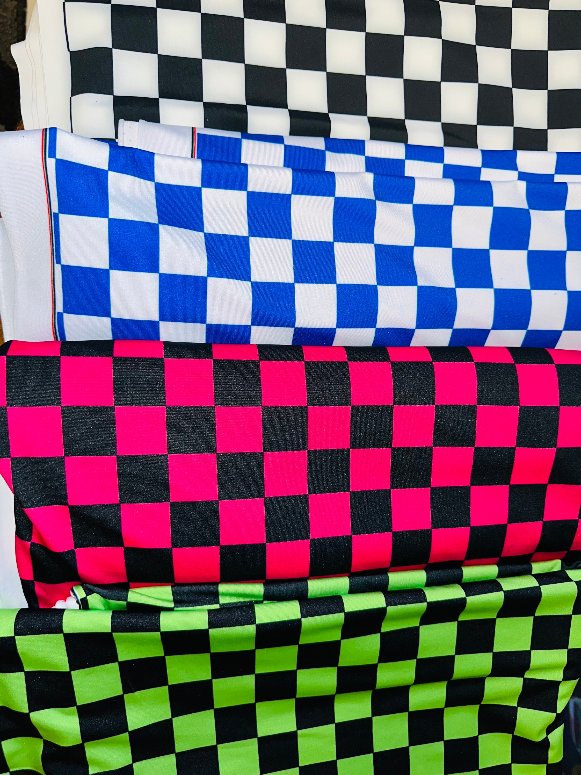 Deluxe Checkers Design Print on Great Quality of Nylon Spandex 4-way ...
