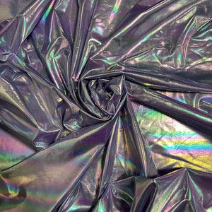 New Iridescent all over foil metallic nylon spandex 4-way stretch 58/60” Sold by the YD. Ships Worldwide from Los Angeles California