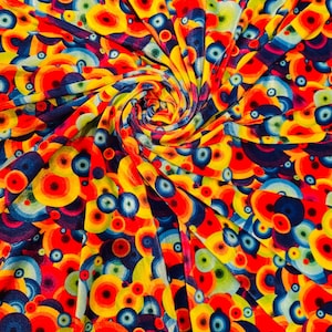 New Abstract Disco Rainbow Design Print On Heavy Stretch Velvet 4-Way 58/60" Sold By The YD. Ships Worldwide From Los Ángeles California USA