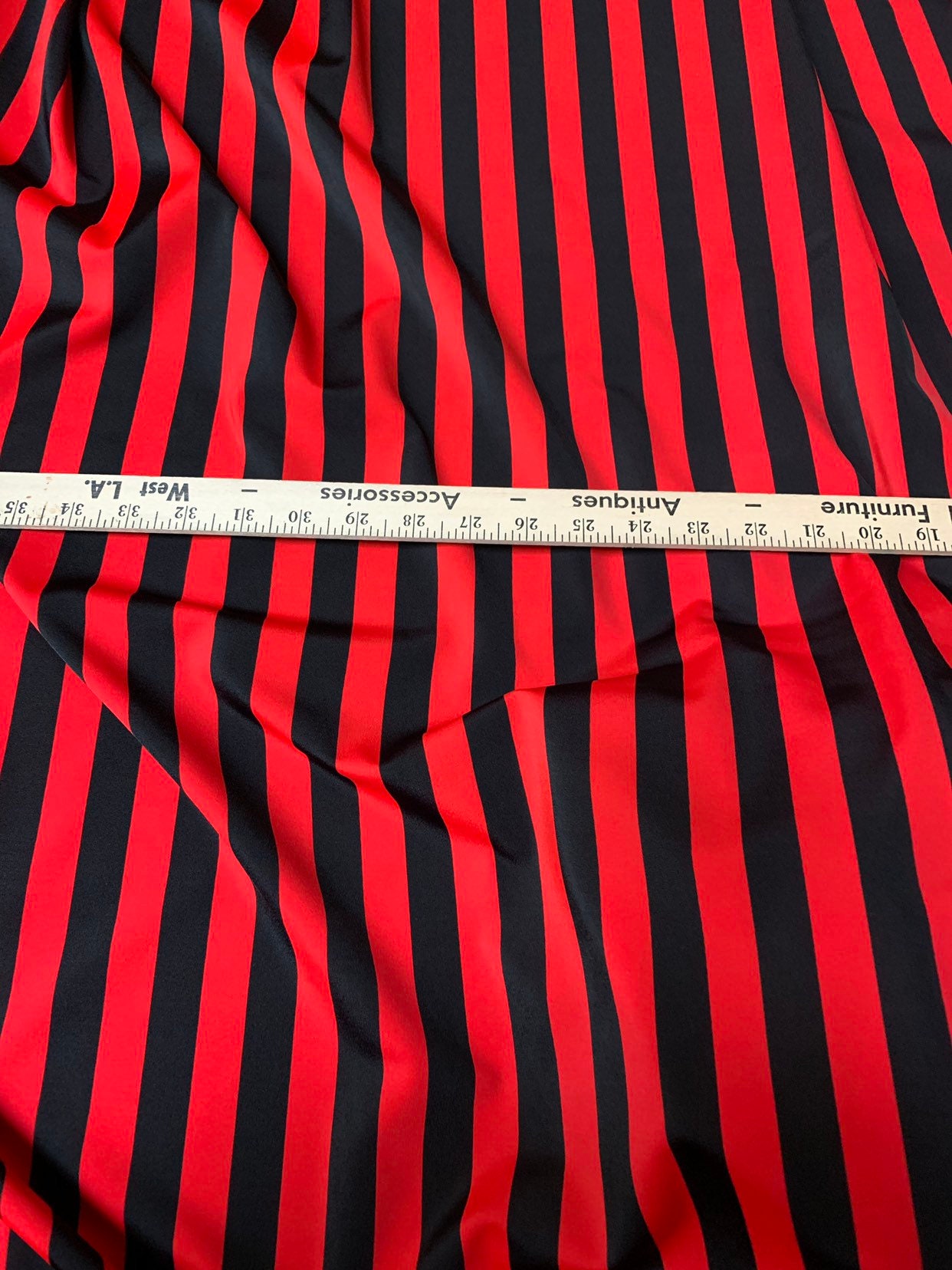 Red and White Stripe Lycra Fabric 