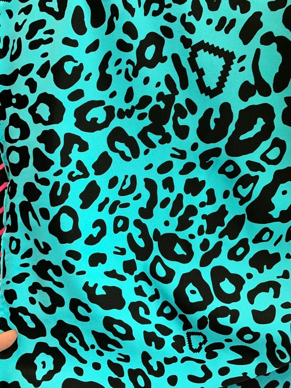 l leopard turquoise STYLE★ PartⅡ New Leopard Design Tiffany/black Print on Nylon Spandex 4way